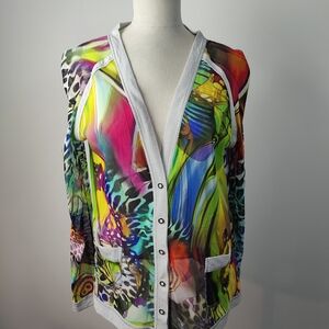 Vibrant Sheer Multi-Color Button Cardigan